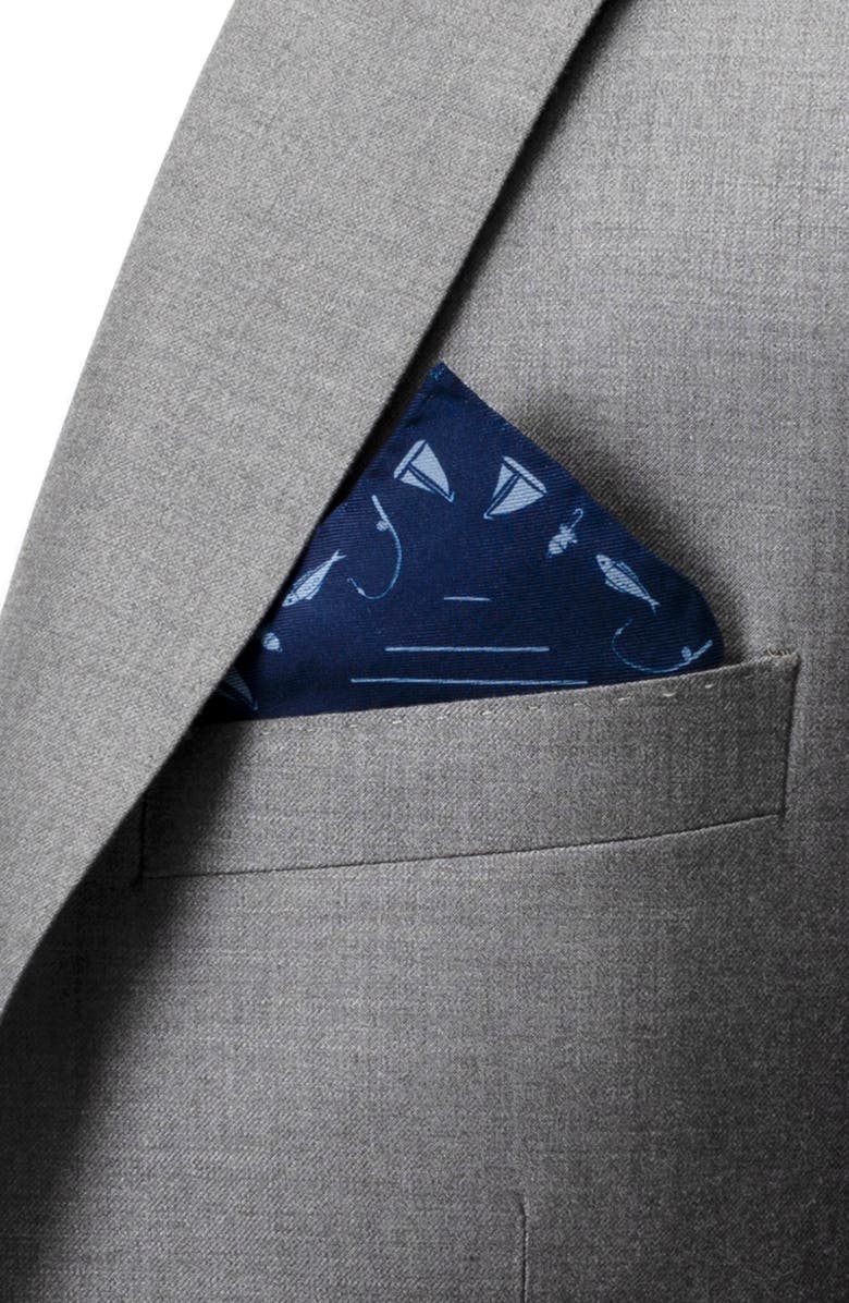 Cufflinks, Inc. Nautical Silk Pocket Square, Alternate, color, Blue