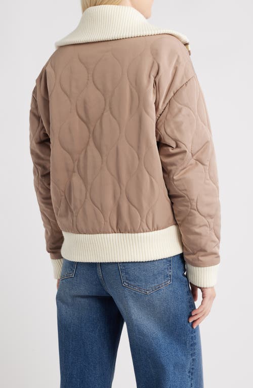 Thread & Supply Knit Collar Quilted Jacket In Brown