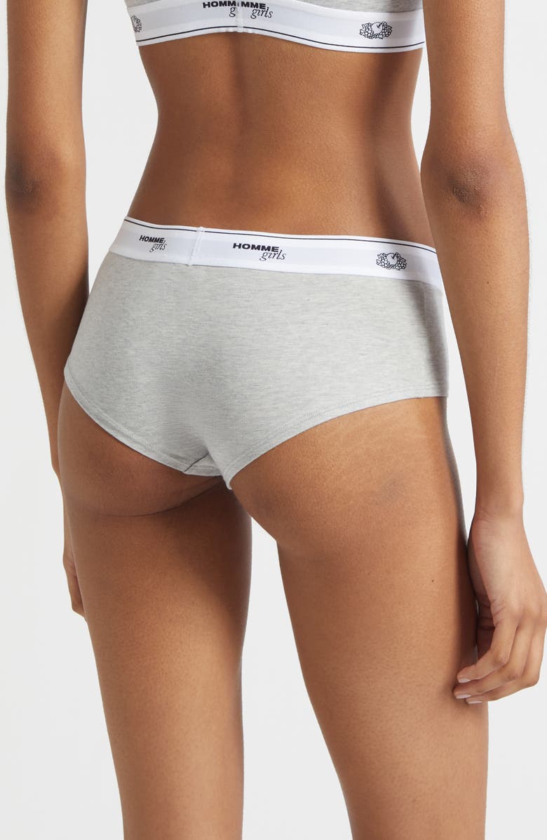 Hommegirls x Fruit of the Loom 3-Pack Cotton Blend Boyshorts, Alternate, color, Black/ Heather Grey/ White