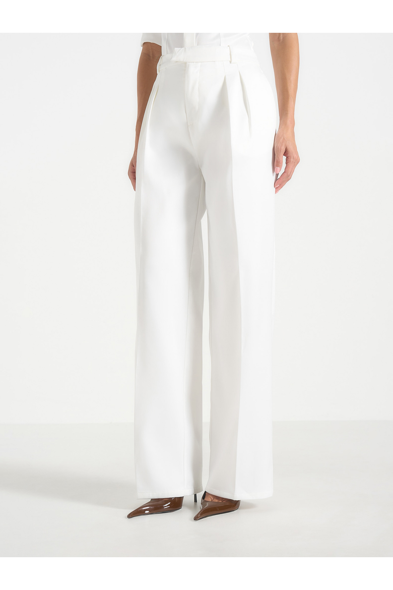 Julie Satin Twin Pleat Pants, Main, color, Off White