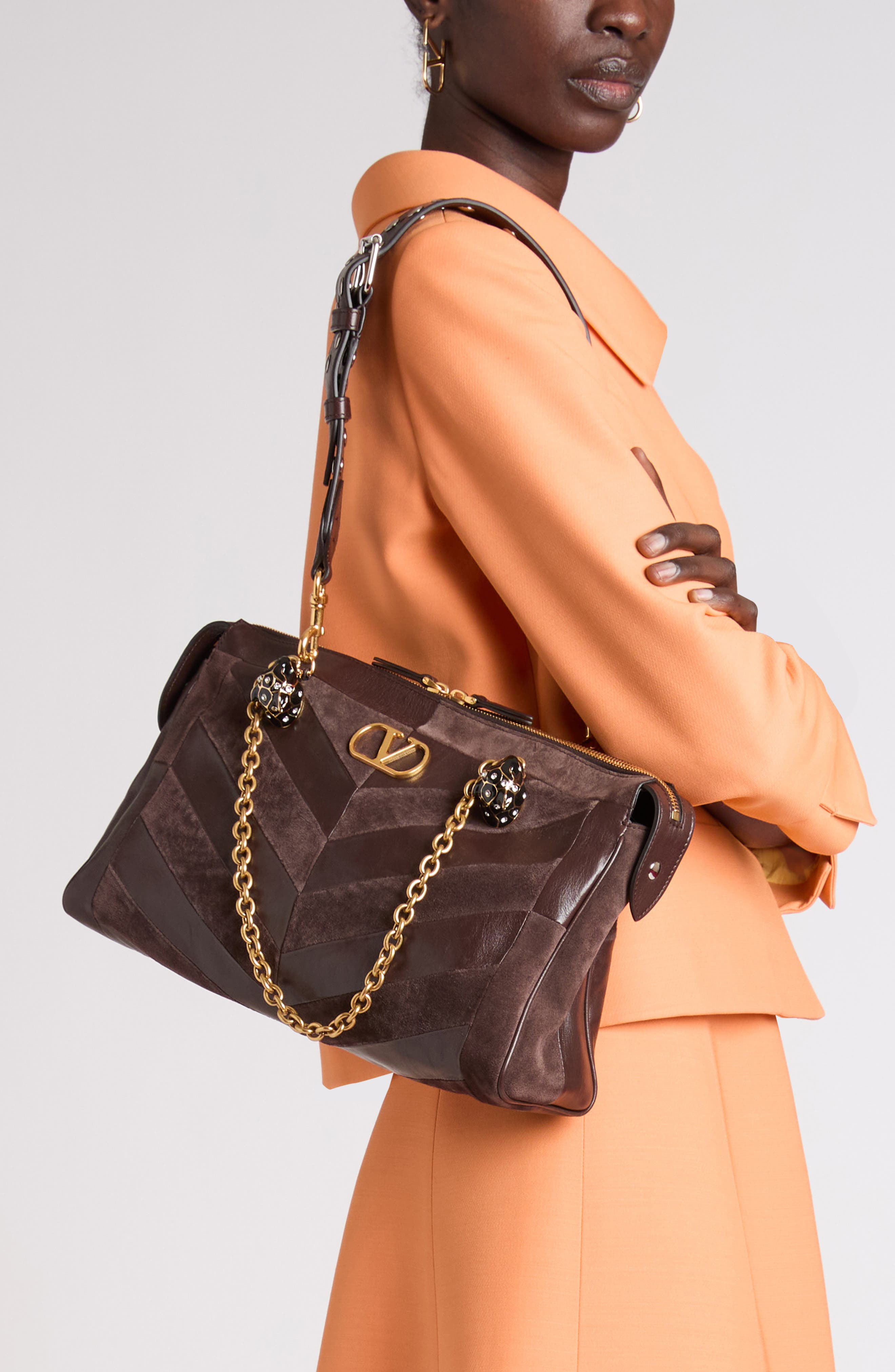 Small Panthea Leather Shoulder Bag, Alternate, color, BROWN