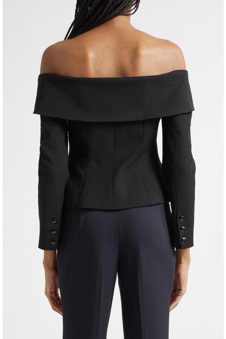 Ingrid Off the Shoulder Crop Blazer Top, Alternate, color, BLACK