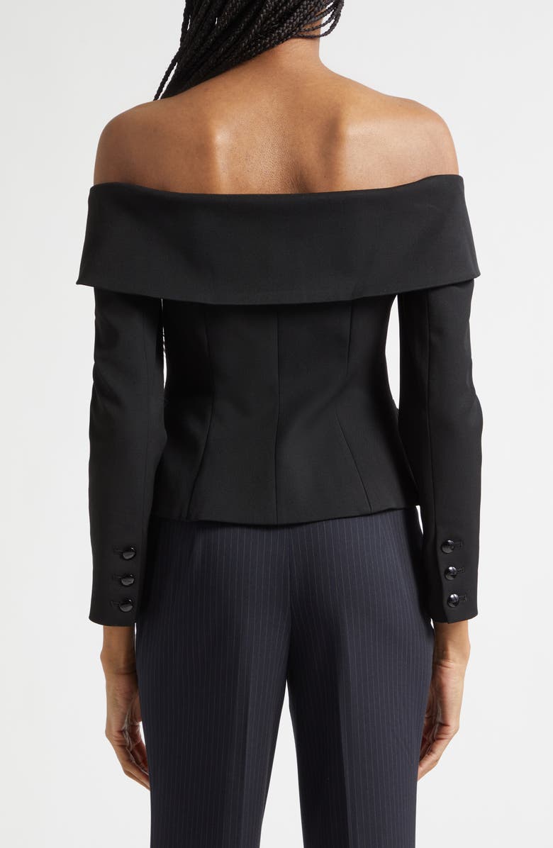 L'AGENCE Ingrid Off the Shoulder Crop Blazer Top, Alternate, color, Black