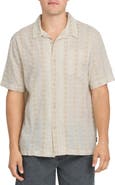 Quiksilver Bishop Jacquard Short Sleeve Cotton Button-Up Camp Shirt