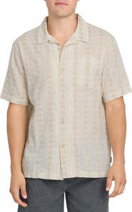 Quiksilver Bishop Jacquard Short Sleeve Cotton Button-Up Camp Shirt