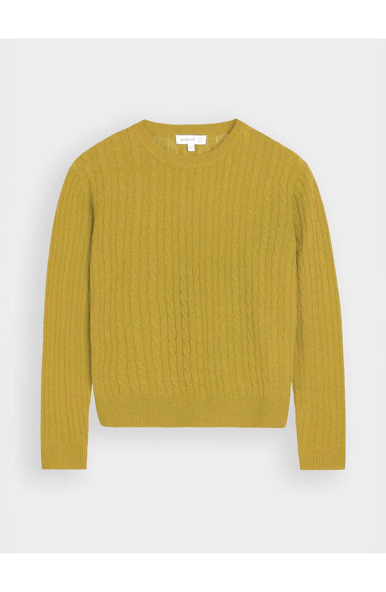 Kettlewell Cable Cashmere Blend Crew Neck Sweater, Alternate, color, Green Ochre