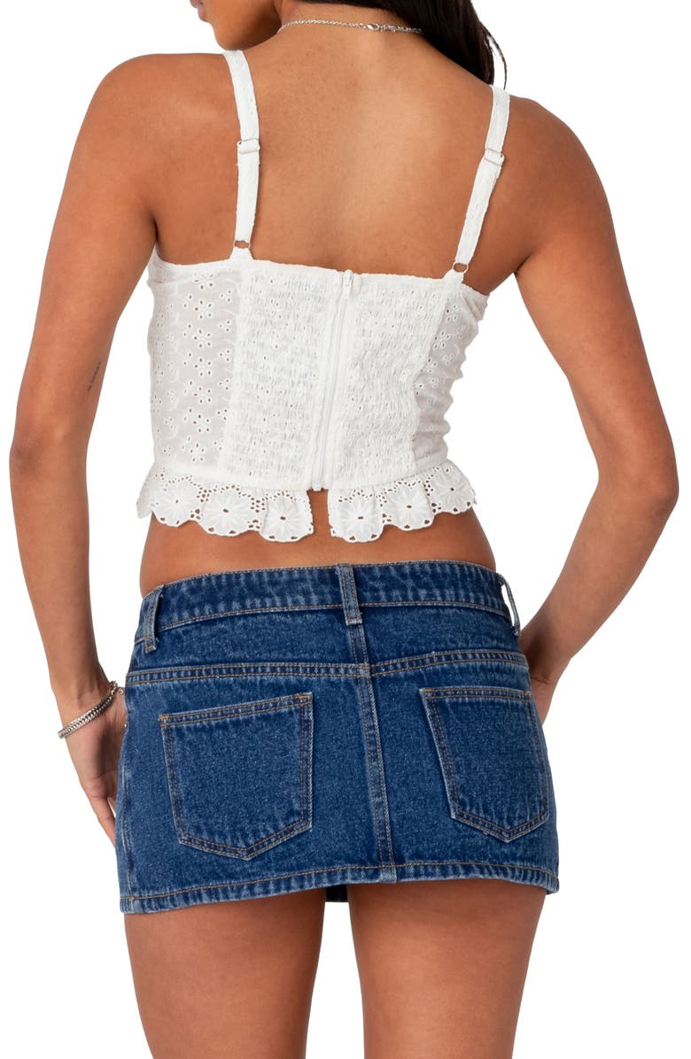 EDIKTED Sami Eyelet Crop Corset Top, Alternate, color, 