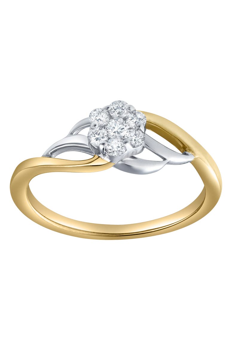 Amoria 0.25 Ct Natural Diamond Floral 10K Gold Ring, Alternate, color, 10K Yellow Gold