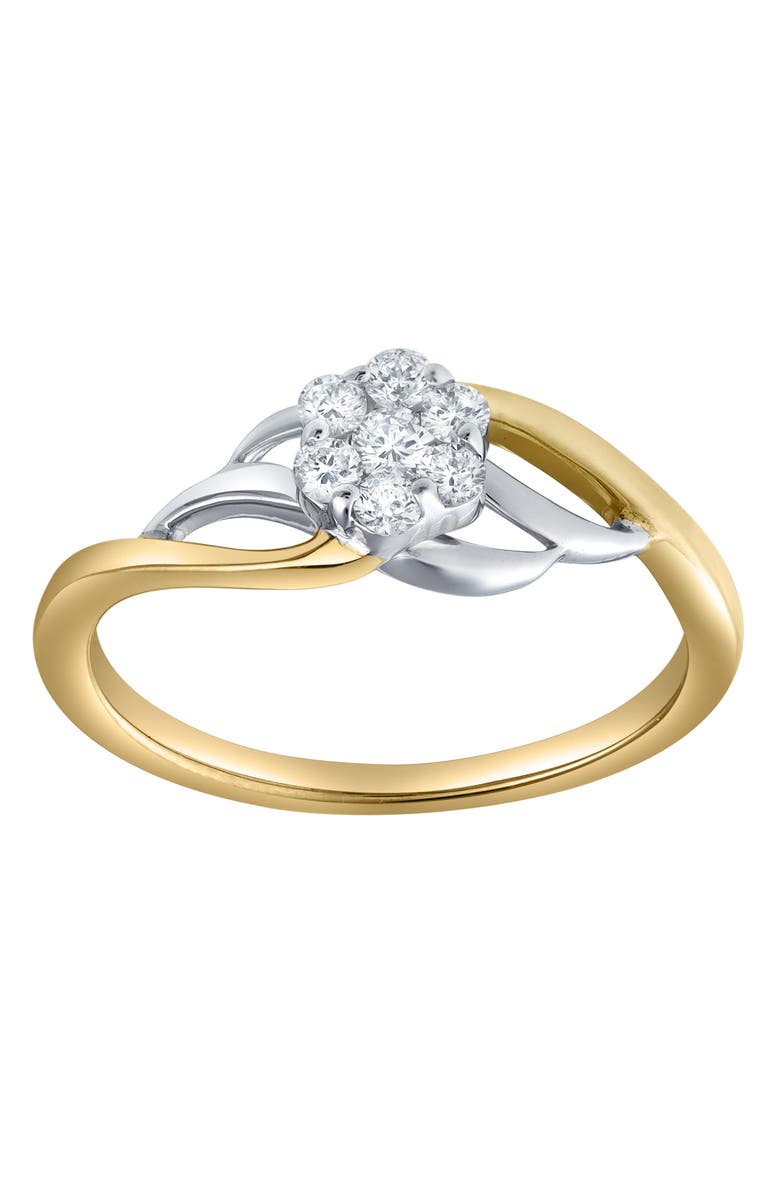 LuvMyJewelry Amoria 0.25 Ct Natural Diamond Floral 10K Gold Ring, Alternate, color, 10K Yellow Gold
