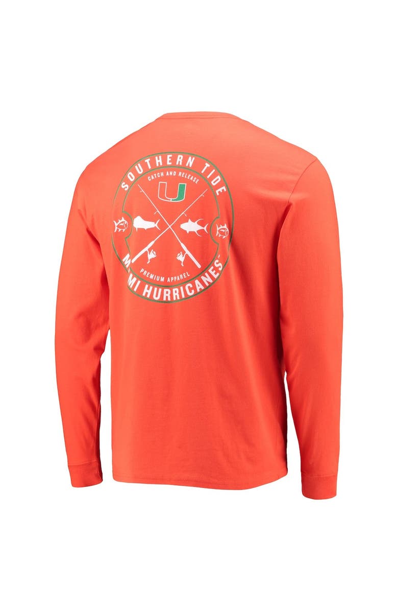 Southern Tide Men's Southern Tide Orange Miami Hurricanes Catch and Release Long Sleeve T-Shirt, Alternate, color, 