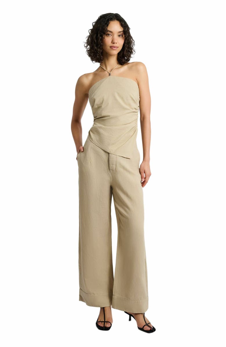 Onia Air Linen Paperbag Trouser, Main, color, Jute