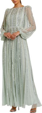 Mac Duggal Women's Embellished Long Sleeve A-Line Evening Gown