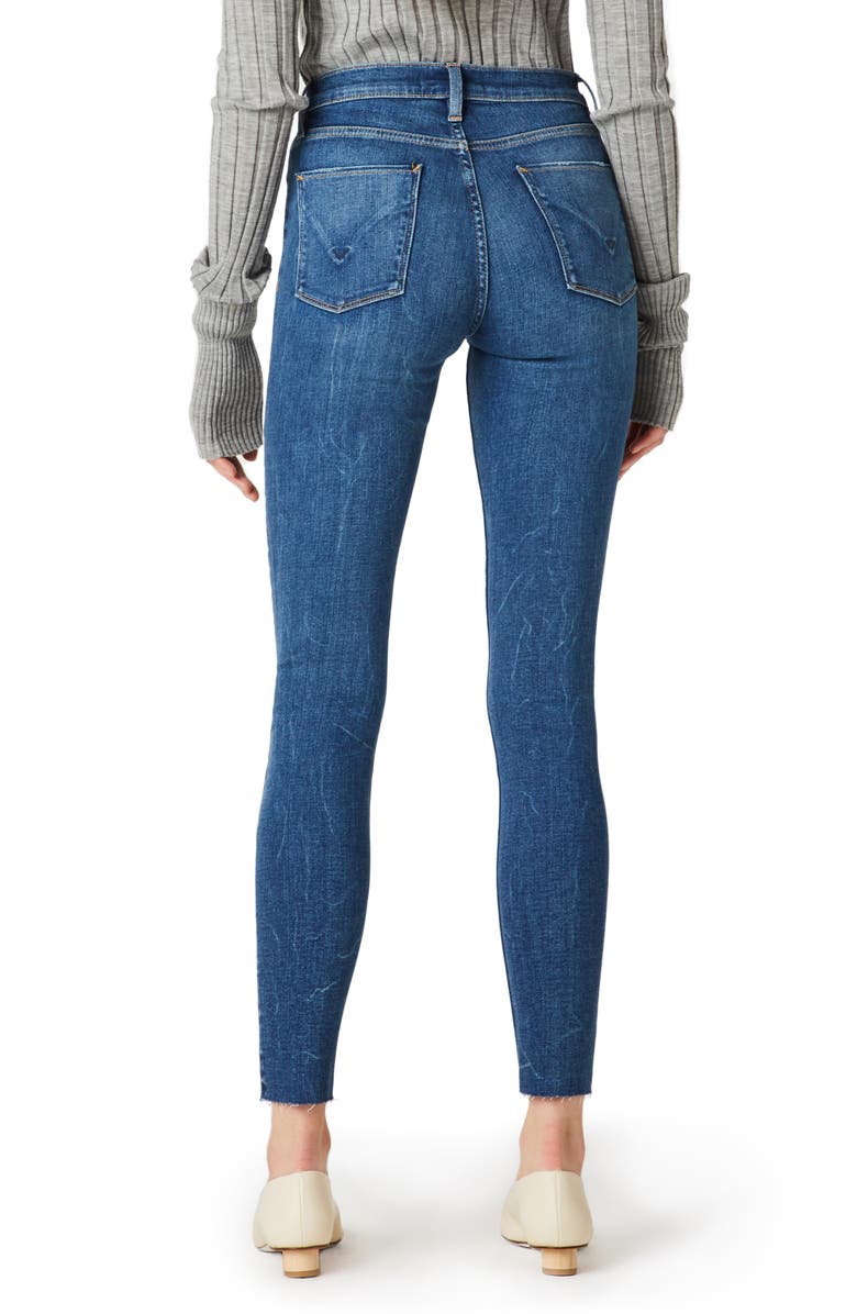 Hudson Jeans Barbara High Waist Raw Hem Ankle Super Skinny Jeans, Alternate, color, 