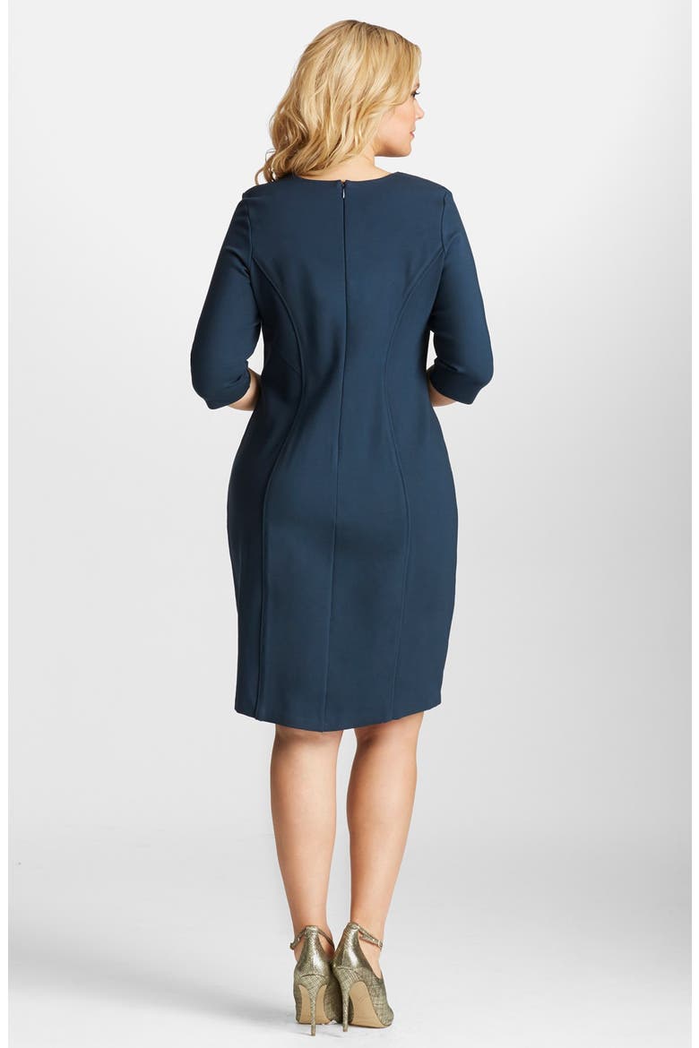 Body-Con Piped Ponte Dress, Alternate, color, NAVY