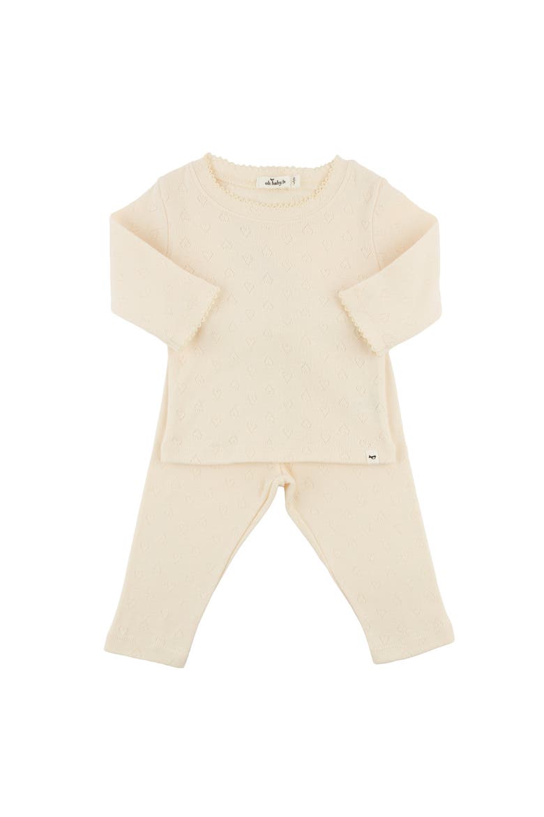 Hearts Pointelle Pico edge 2 piece set, Main, color, Natural