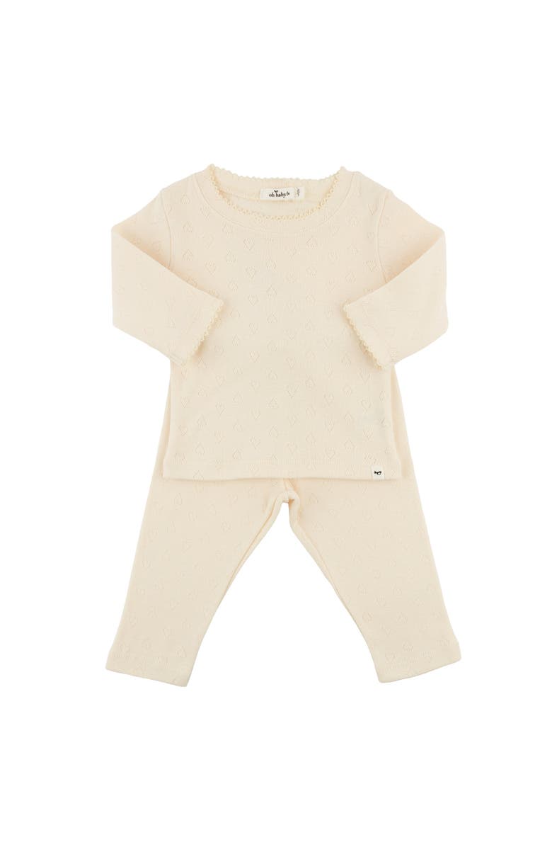 oh baby! Hearts Pointelle Pico Edge Two Piece Set, Main, color, Natural