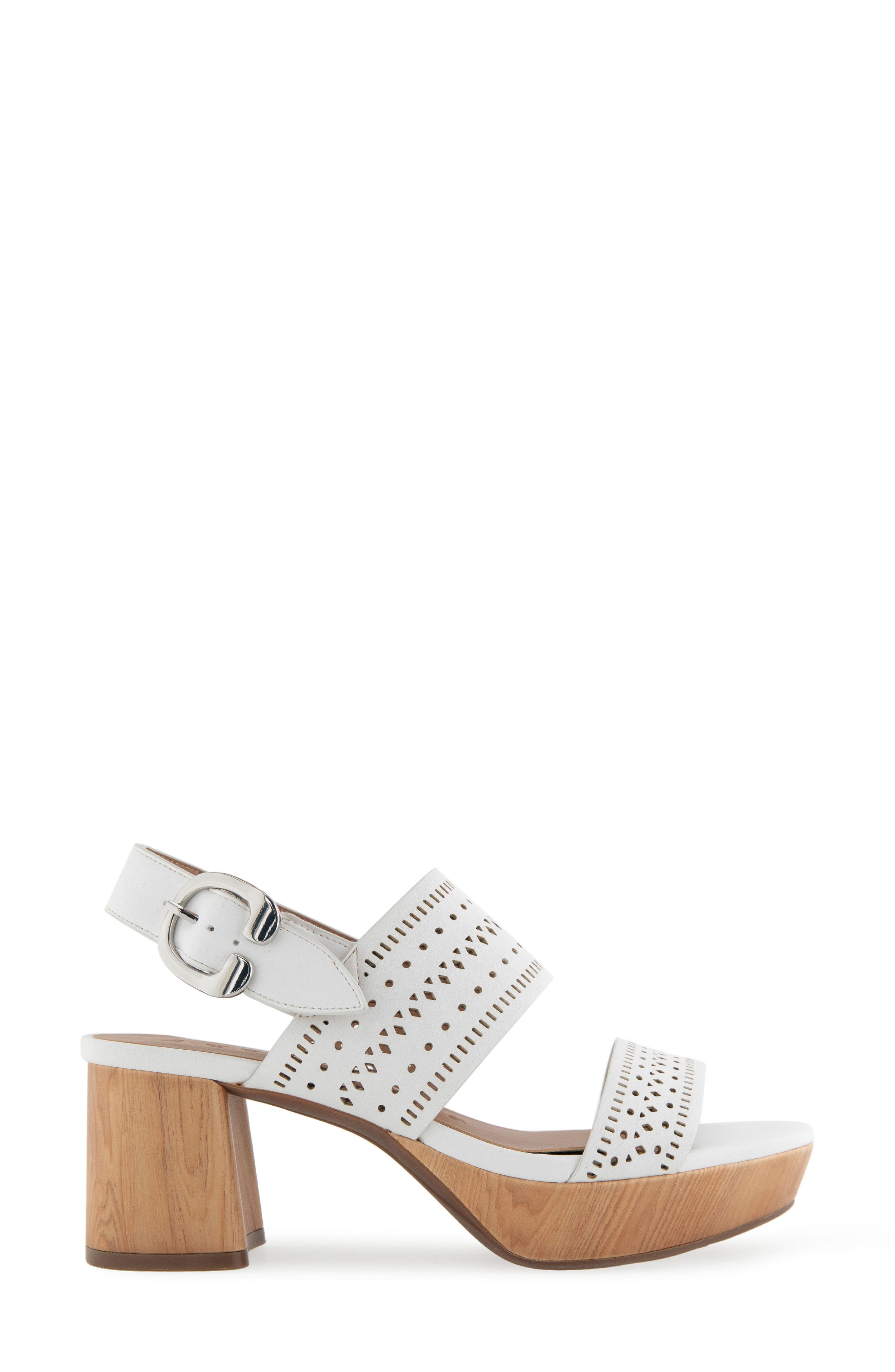 Aerosoles Camera Perforated Slingback Platform Sandal, Alternate, color, White Perforated Faux Leather