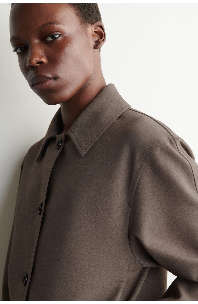 COS Rounded Jersey Jacket, Alternate, color, Brown