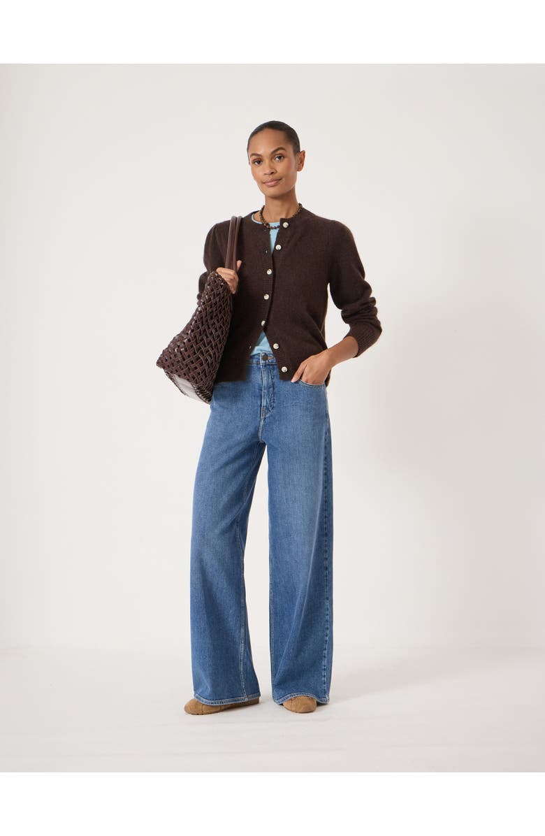 Hush Wool Blend Gathered Shoulder Cardigan, Alternate, color, Dark Brown