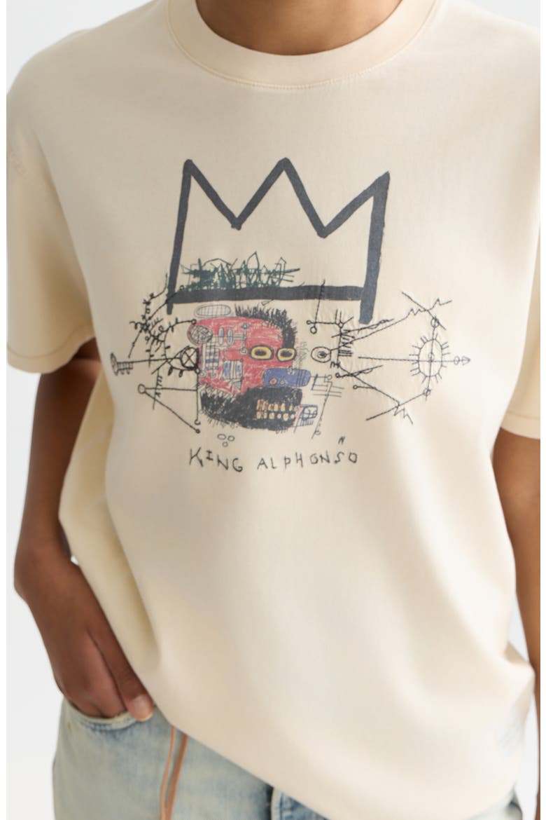 x Basquiat Embroidered Cotton Graphic T-Shirt, Alternate, color, EGGNOG