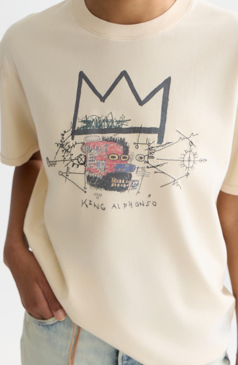 Scotch 
Soda x Basquiat Embroidered Cotton Graphic T-Shirt, Alternate, color, Eggnog