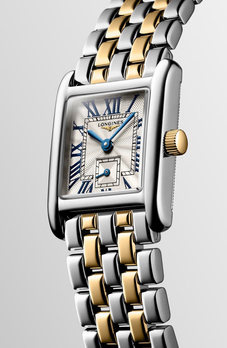Longines Mini DolceVita Two-Tone Bracelet Watch, 29mm x 21.5mm, Alternate, color, Silver