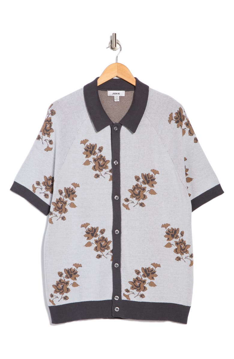 JASON WU Short Sleeve Button-Up Sweater, Alternate, color,