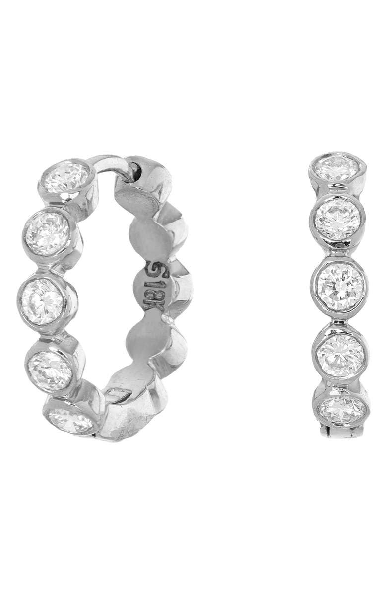 Sethi Couture Modern Diamond Bezel Hoop Earrings, Main, color, White Gold/ Diamond