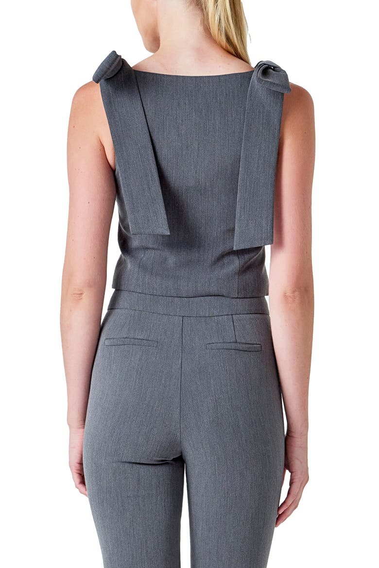 Bow Tie Strap Crop Vest, Alternate, color, GREY
