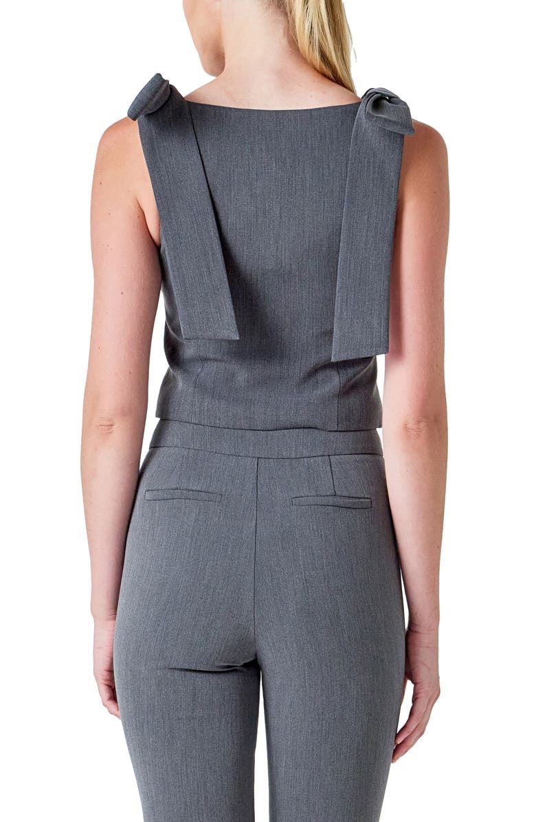 Endless Rose Bow Tie Strap Crop Vest, Alternate, color, Grey