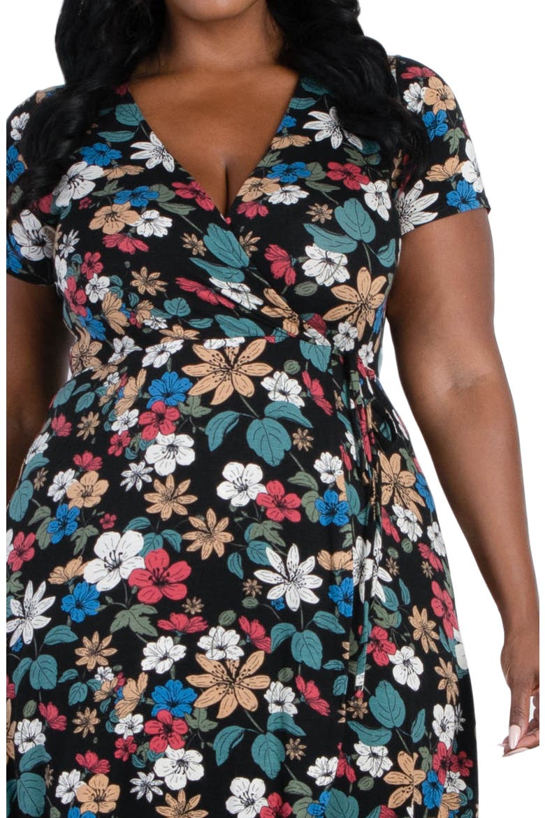 Farrah Wrap Dress, Alternate, color, BLACK FLORAL