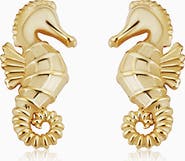 Oradina 14K Yellow Gold Seahorse Studs