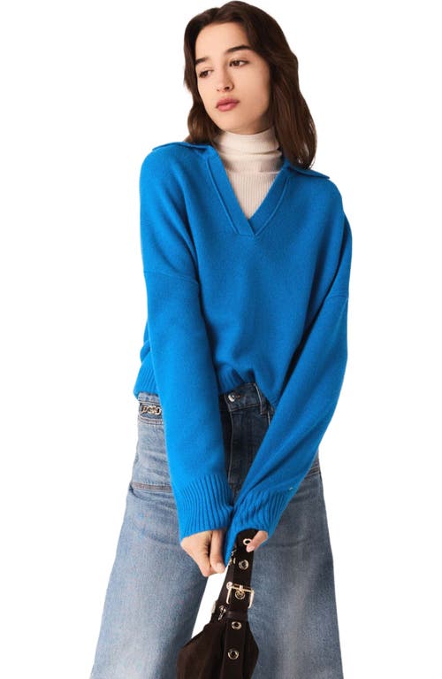 Maje Open Polo Collar Cardigan In Blue