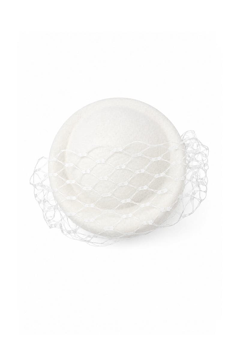 Kahon Pillbox Fascinator Hat with Cage Veil, Alternate, color, White