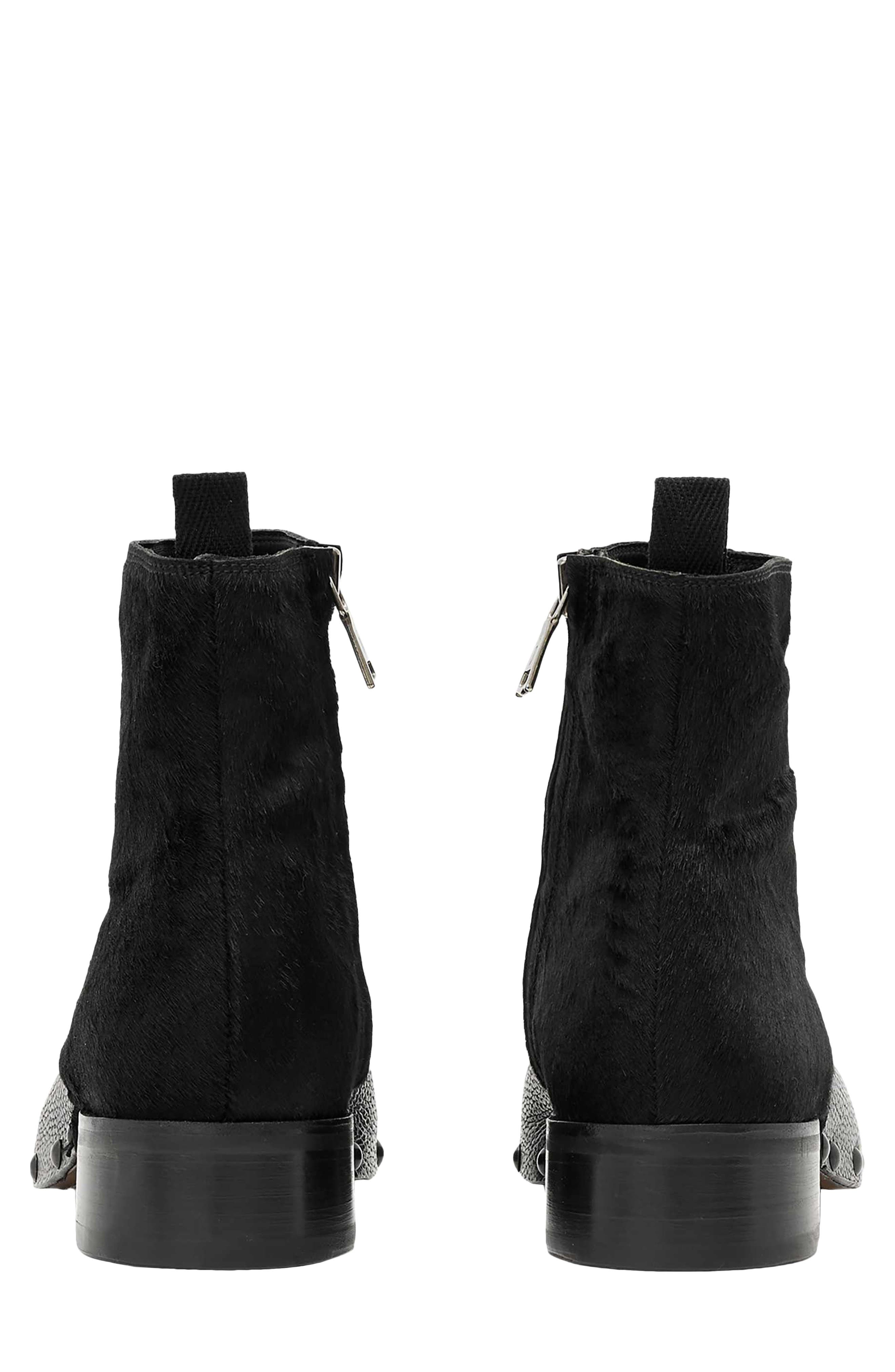 Verlaine Calf Hair Zip Boot, Alternate, color, BLACK