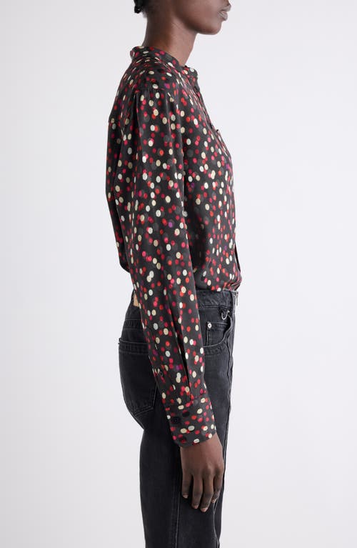 Isabel Marant Rusak Polka Dot Stretch Silk Popover Shirt In Multi