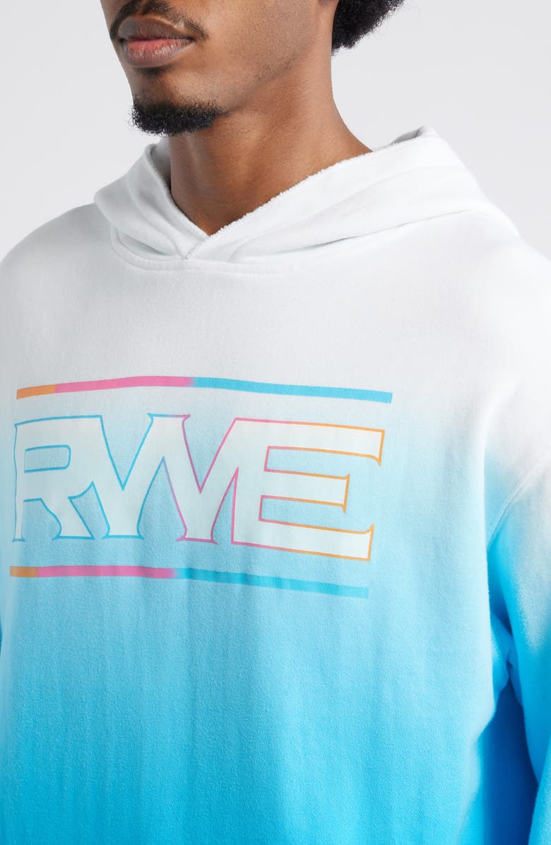 OVERTIME Raw Edge Graphic Dip Dye Hoodie, Alternate, color, Blue