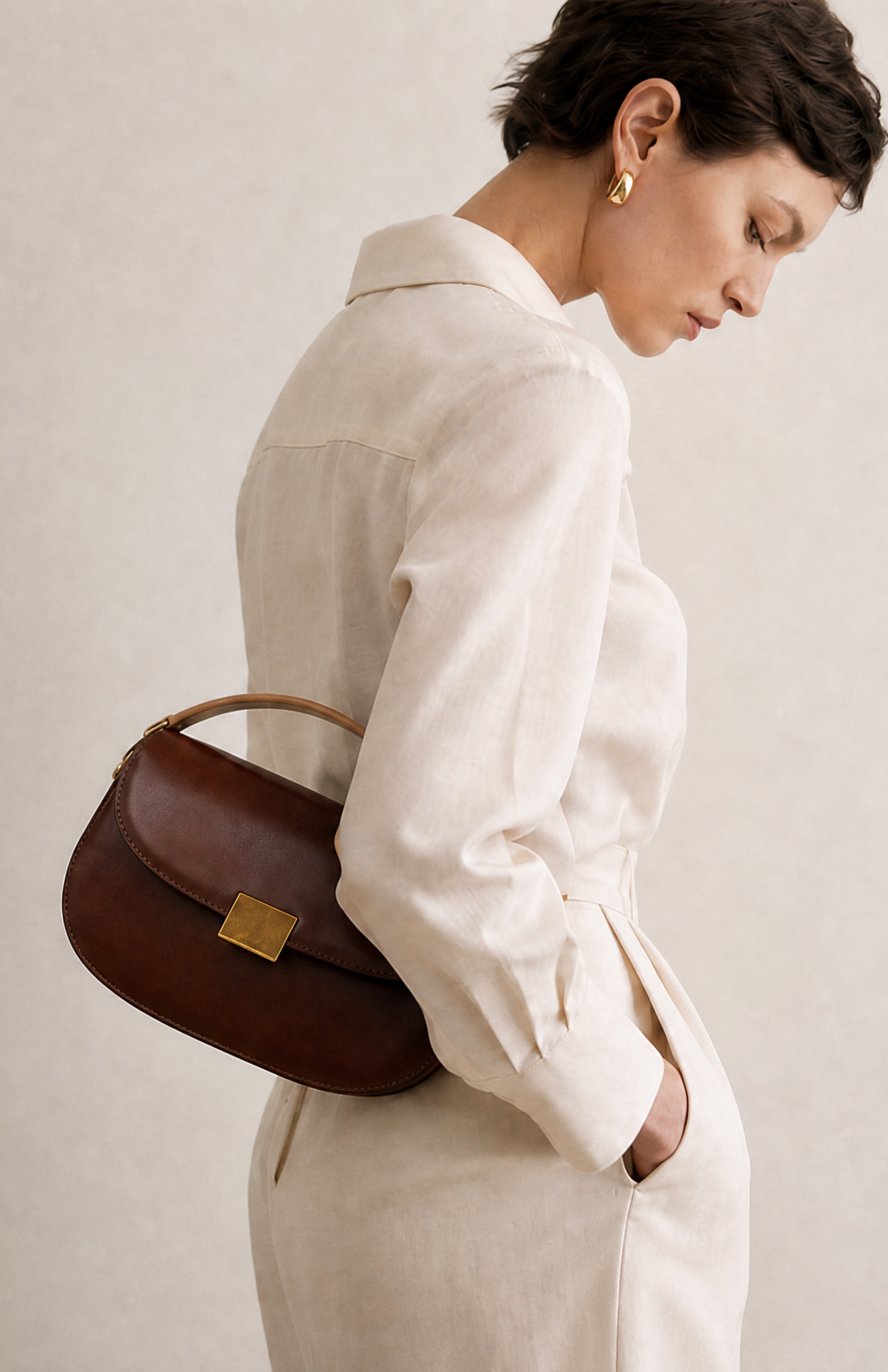 London Genuine Nappa Leather Top Handle Bag, Alternate, color, Caramel