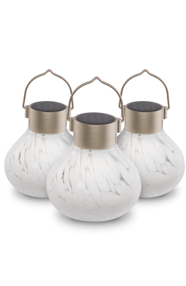 Allsop Home & Garden Solar Tea Lantern Handblown Glass 3-pack, Main, color, White
