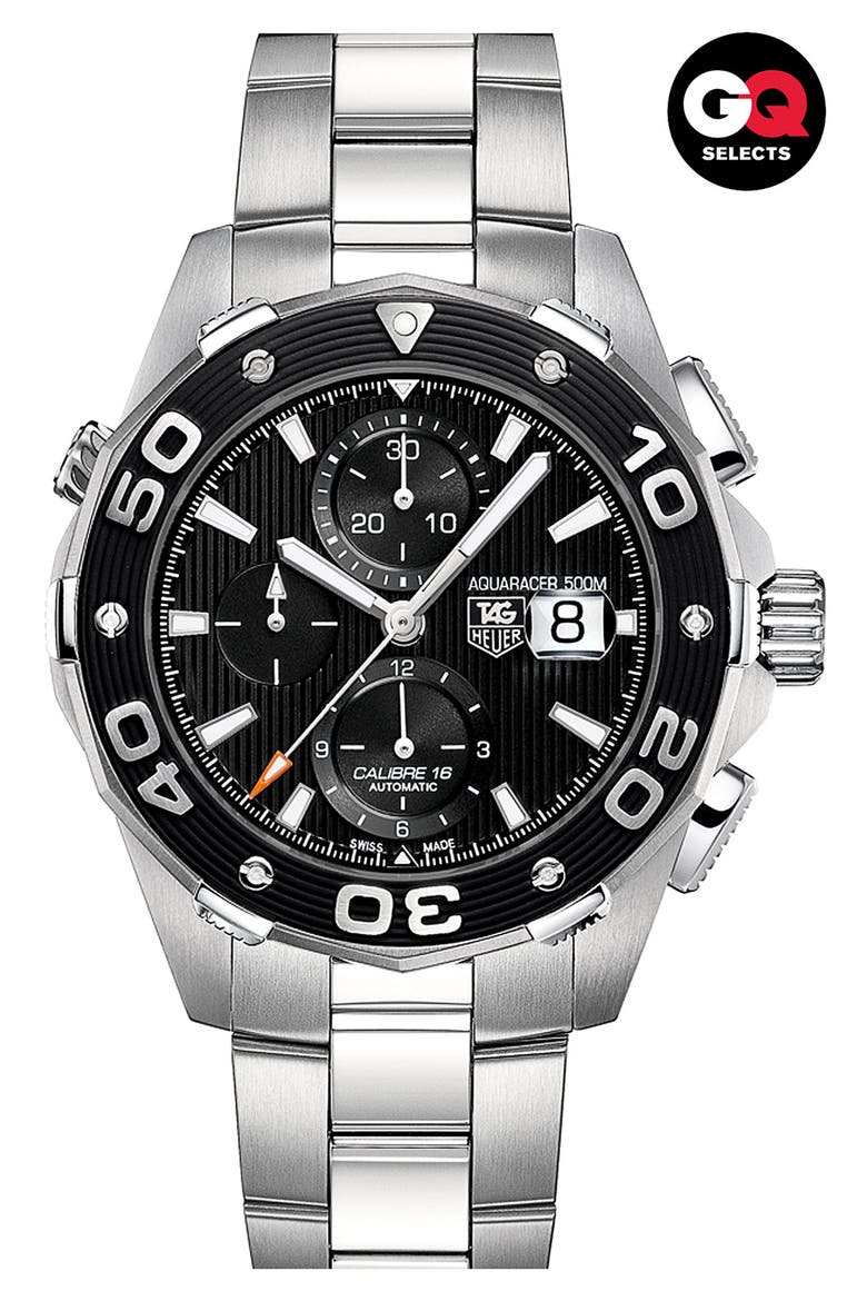 'Aquaracer' Automatic Chronograph Watch, Alternate, color, BLACK SILVER