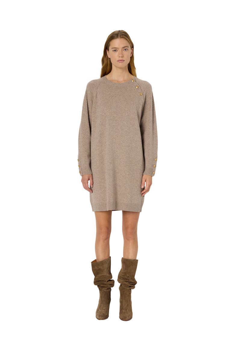 Loma Button-Shoulder Knitted Dress, Main, color, Sand