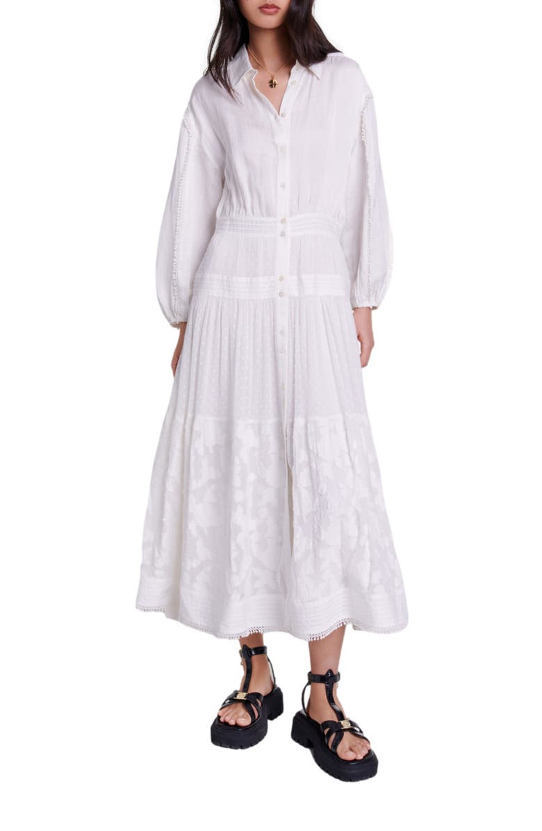 maje Cotton patchwork maxi dress, Main, color,