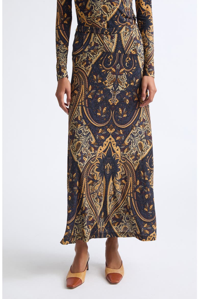 Paola Jersey Midi Skirt, Main, color, TWILIGHT PAISLEY