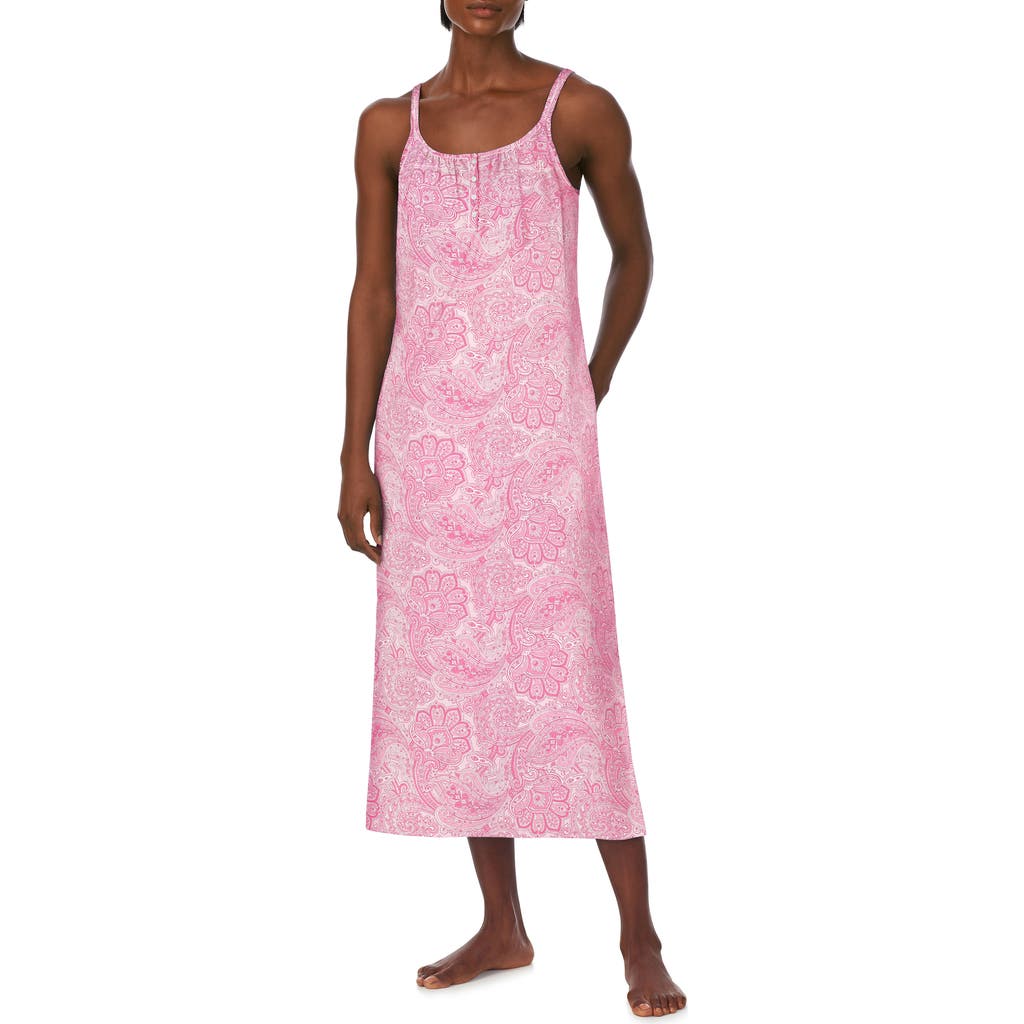 Ralph Lauren Lauren Sleeveless Cotton Nightgown In Pink Pais