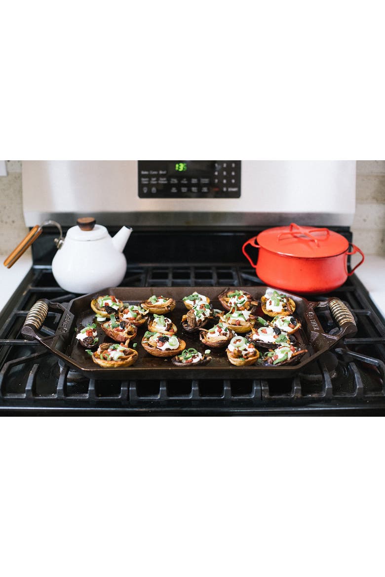 18" Double Burner Cast Iron Griddle, Alternate, color, Black