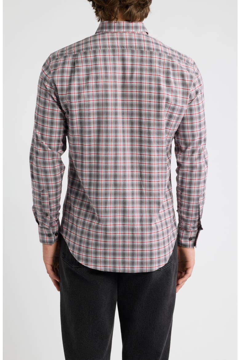 Lane Plaid Long Sleeve Button Down Shirt, Alternate, color, THUNDER
