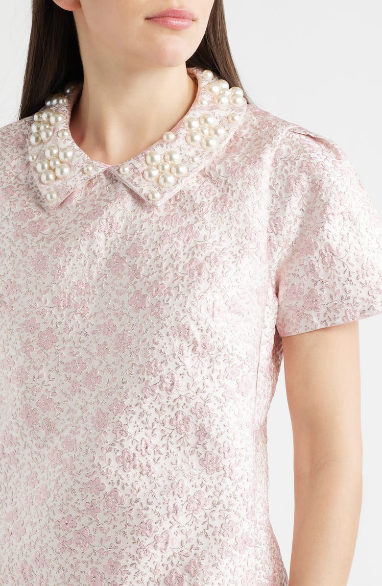 Lilly Pulitzer<sup>®</sup> Mylan Pearly Collar Metallic Floral Shift Dress, Alternate, color, Conch Shell Pink Ritsy Ditsy