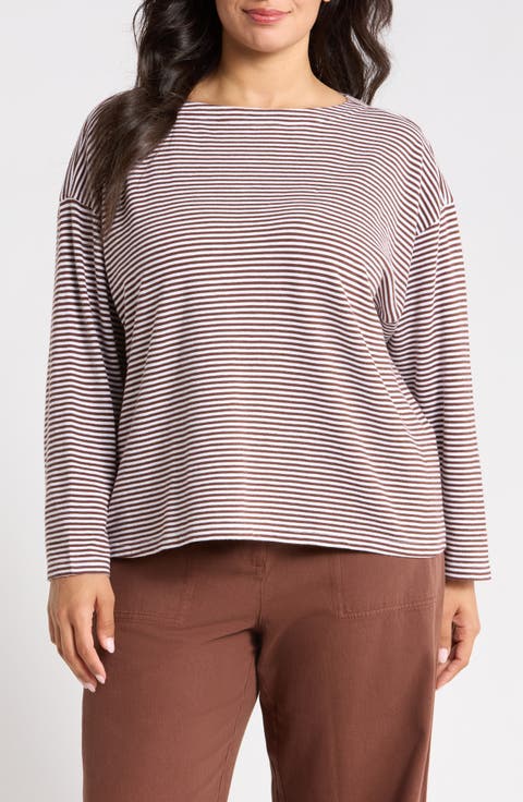 Striped Bateau Neck Boxy Organic Cotton Top