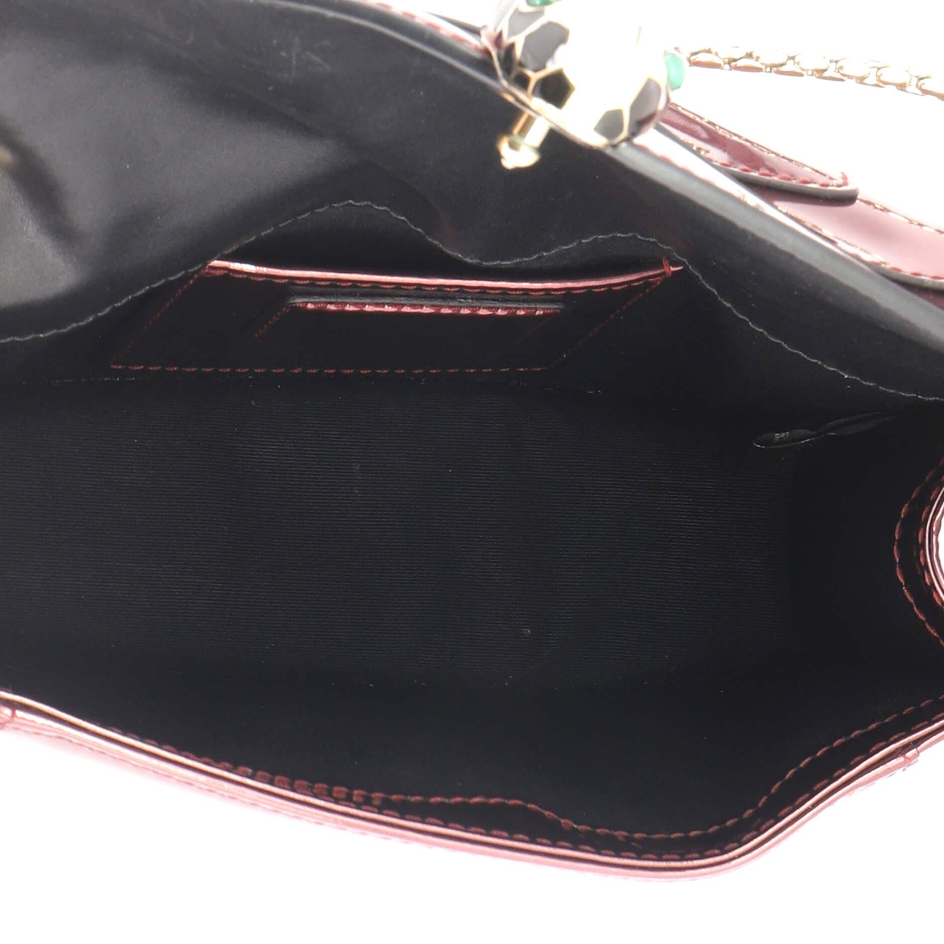 Serpenti Forever Shoulder Bag Metallic Leather Small, Alternate, color, Burgundy