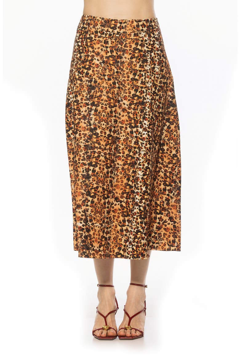 Esres Flared Midi Skirt, Main, color, LEOPARD